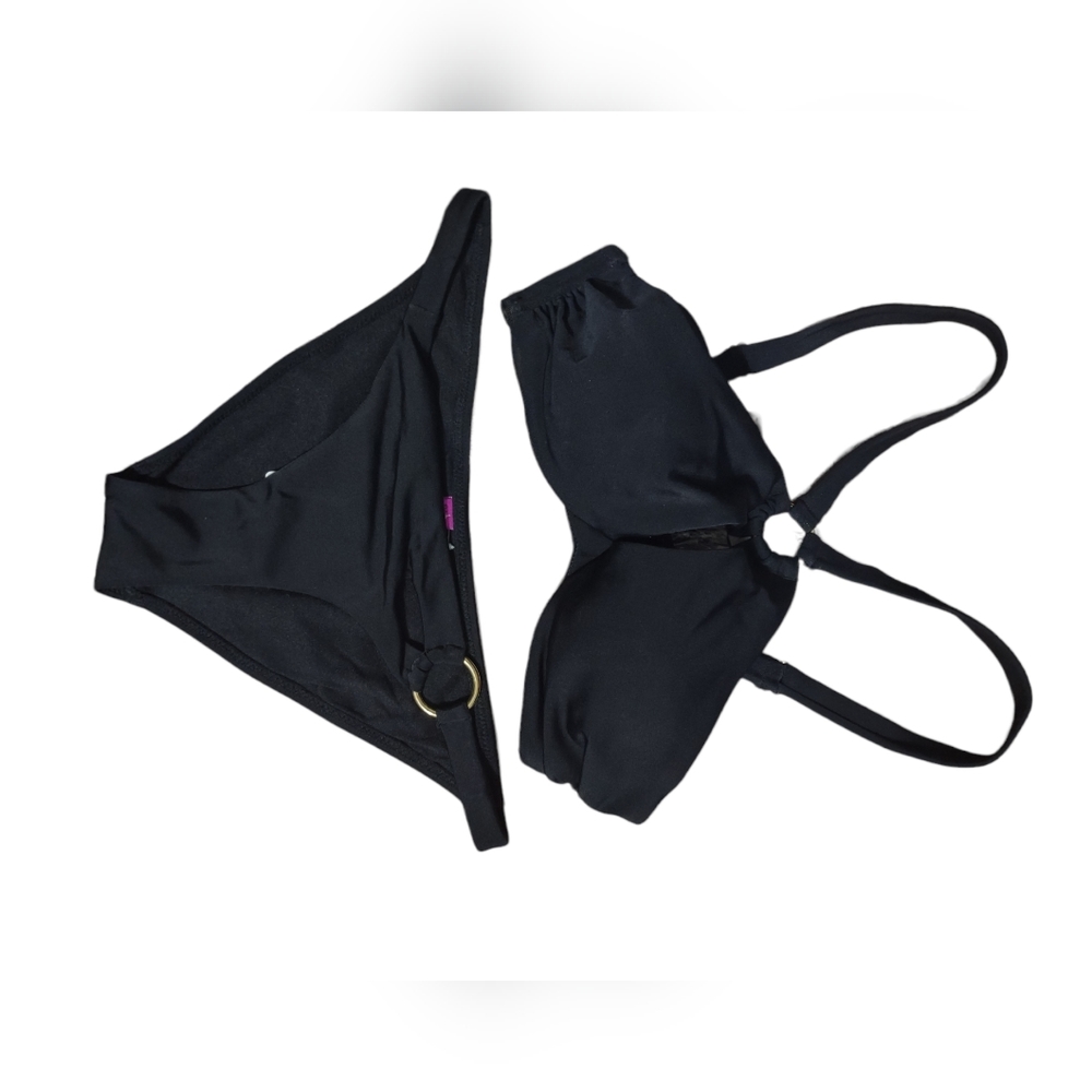 L'Agent bathing suit top and bottoms black size XS